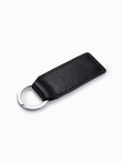 Prostokątny męski skórzany brelok z tłoczonym logotypem – czarny V1 OU-ACKC-0105