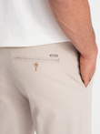 Spodnie męskie chino SLIM FIT - kremowe V1 OM-PACP-0186