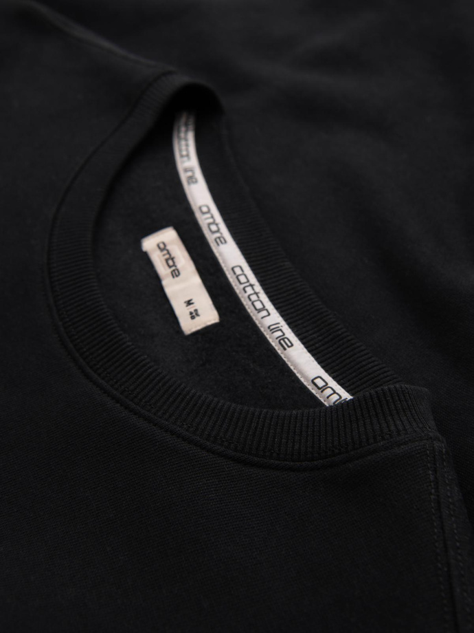 Bluza męska dresowa BASIC z okrągłym dekoltem - czarna V5 OM-SSBN-0175