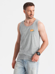 Bawełniany tank top męski z nadrukiem Summer Vibe – szary melanż V3 OM-TSTT-0191