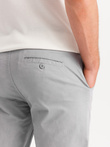 Spodnie męskie chino z ozdobną taśmą w pasie SLIM FIT – szare V6 OM-PACP-0118