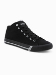 Buty męskie trampki z kontrastującymi elementami - czarne V2 OM-FOTH-0125