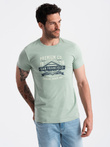 Bawełniany męski t-shirt z nadrukiem San Francisco – miętowy V2 OM-TSPT-0120