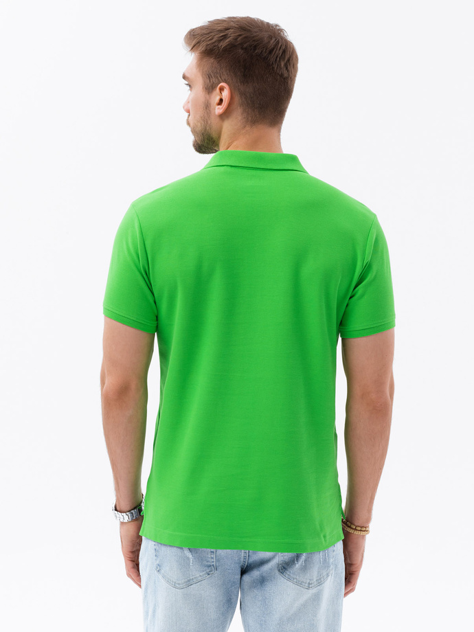 Koszulka męska polo z dzianiny pique - zielony V25 S1374