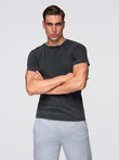 T-shirt męski z efektem sprania – czarny V1 OM-TSWT-0116