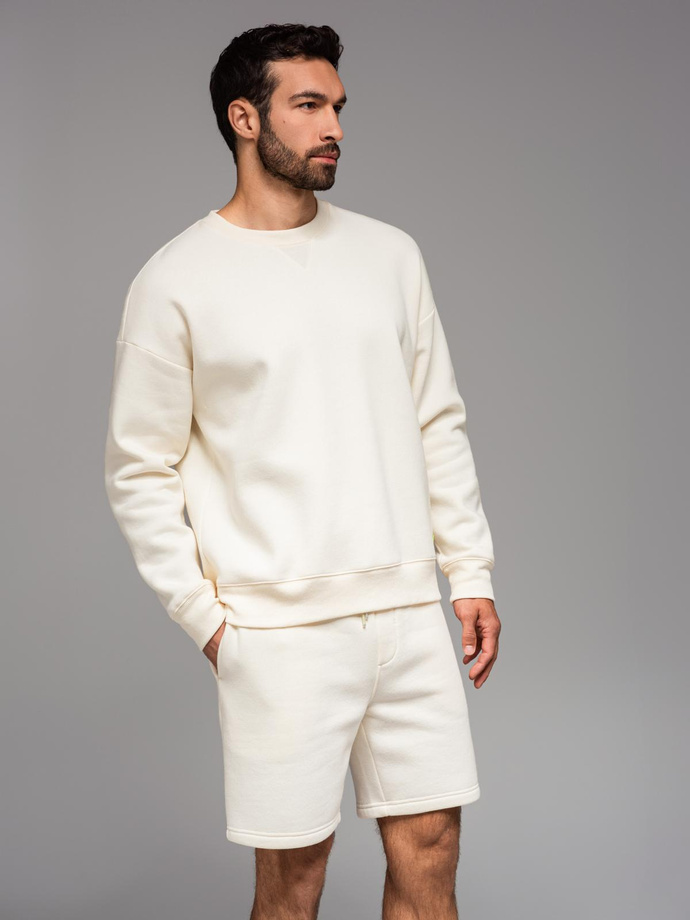 Komplet dresowy UNISEX bluza + szorty - kremowy V2 Z108