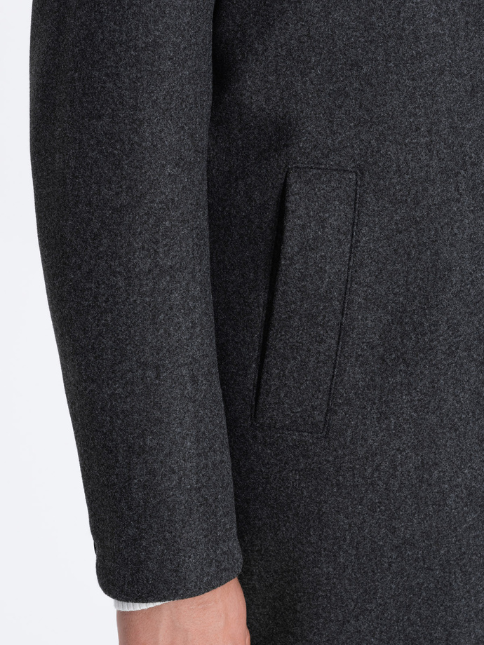 Męski lekki płaszcz jednorzędowy - grafitowy V5 C636