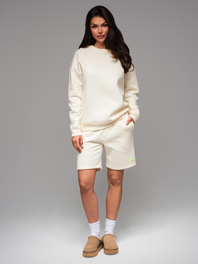 Klasyczna bluza dresowa unisex z okrągłym dekoltem – kremowa V2 OU-SNBC-0104