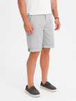 Szorty klasyczne męskie chino z podwiniętą nogawką - szare V12 OM-SRCS-0197