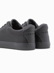 Casualowe jednokolorowe trampki męskie z łączonych materiałów – szare V5 OM-FOCS-0105