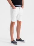 Męskie jeansowe klasyczne szorty z podwiniętą nogawką  – białe V1 OM-SRDS-0162