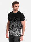Męski t-shirt bawełniany z gradientowym nadrukiem - czarny V2 OM-TSPT-22SS-001