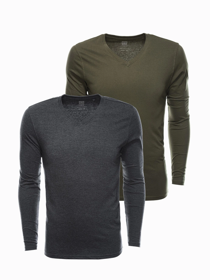 Zestaw longsleeve męski V-NECK - mix 2-pak V9 Z41