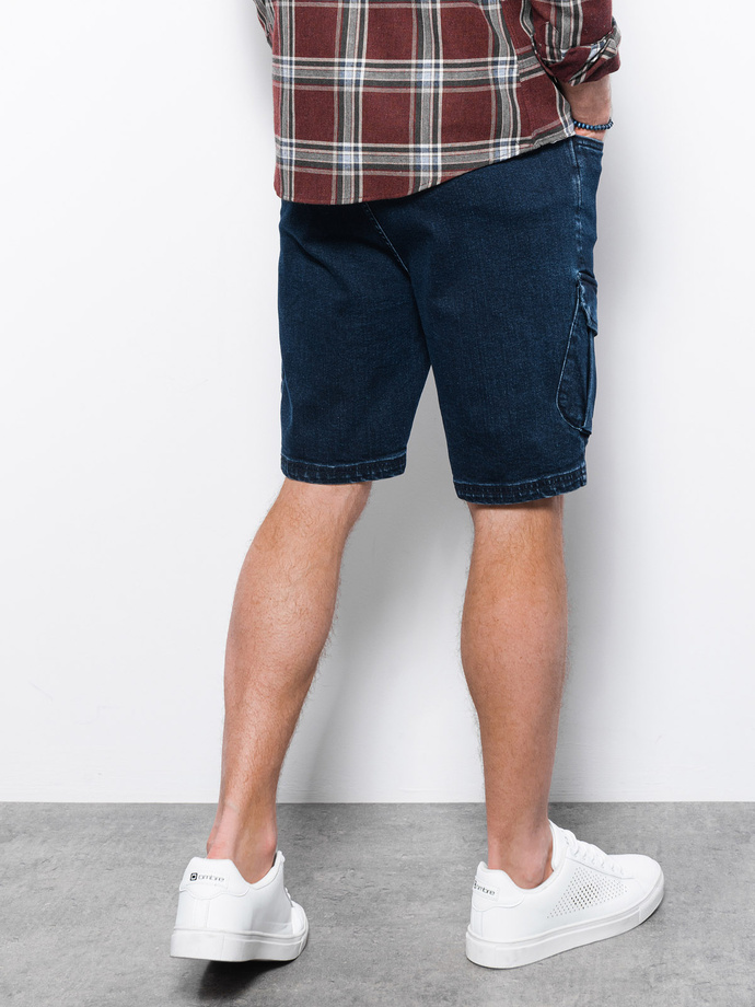 Krótkie spodenki męskie jeansowe - ciemny jeans V3 W362