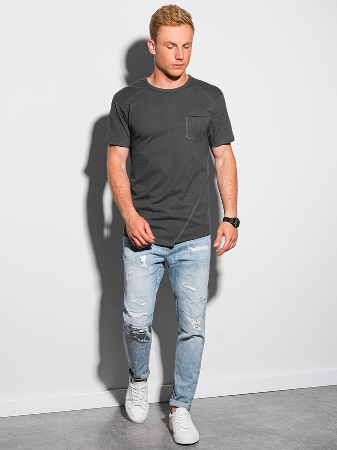 T-shirt męski bawełniany - grafitowy S1384