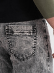 Spodnie męskie jeansowe marmurkowe z surowo wykończoną nogawką SLIM FIT -  szare V1 OM-PADP-0146