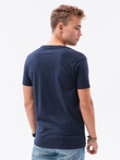 T-shirt męski bawełniany BASIC - granatowy V2 S1370