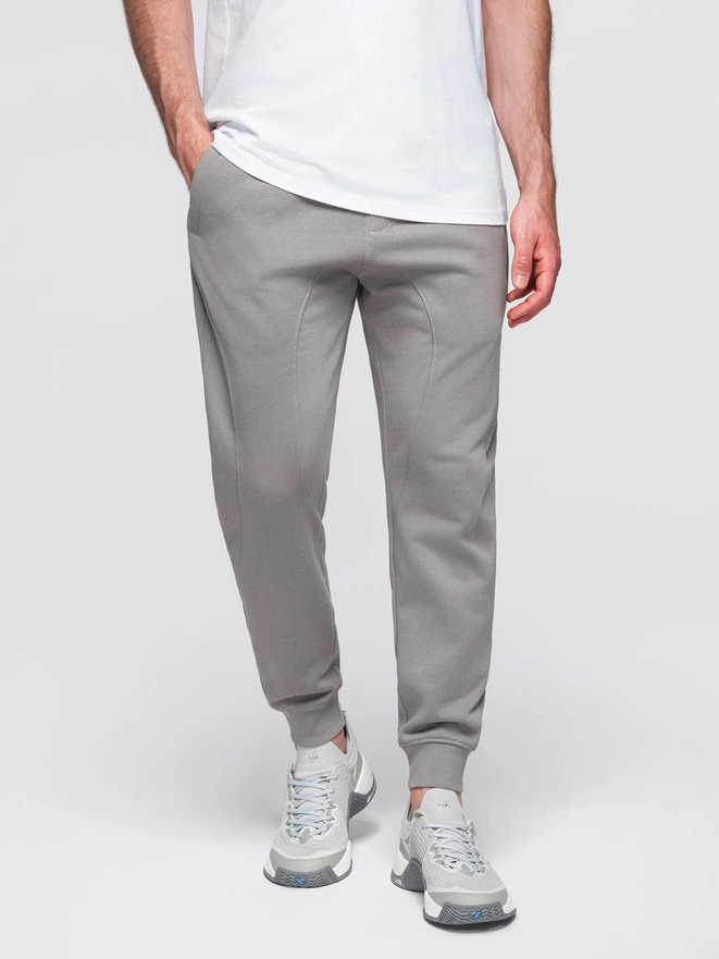 Męskie spodnie dresowe typu jogger - szare V8 OM-PABS-0173