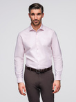 Bawełniana pastelowa męska koszula typu oxford – jasnoróżowa V1 OM-SHOS-0183