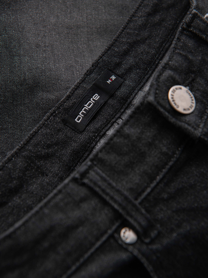 Szorty jeansowe męskie z podwiniętą nogawką - czarne V3 OM-SRDS-0164