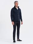 Męska bluza casual ze stójką zapinana na guziki - granatowa V4 OM-SSZP-0171