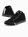 Buty męskie trampki z kontrastującymi elementami - czarne V2 OM-FOTH-0125