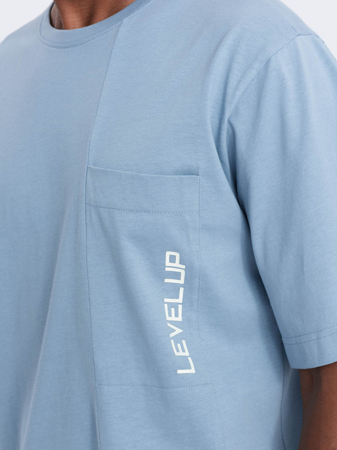 T-shirt męski bawełniany OVERSIZE - niebieski V4 S1628