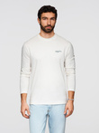 Longsleeve męski bawełniany z okrągłym dekoltem - biały V3 OM-LSPT-0136
