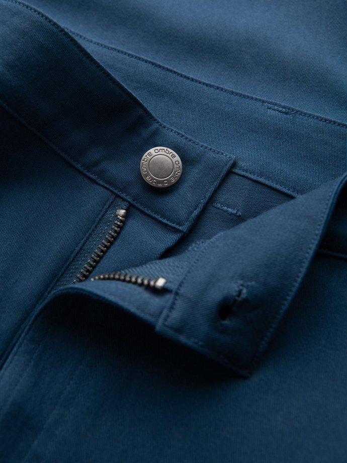 Męskie spodnie cargo STRAIGHT LEG z zapinanymi na zamek kieszeniami – ciemnoniebieskie V1 OM-PACG-0204
