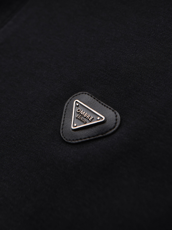 Koszulka męska polo z dekoltem na zamek - czarna V6 OM-POSS-0148