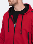 Bluza męska rozpinana z kapturem - czerwona V4 OM-SSZP-22FW-006
