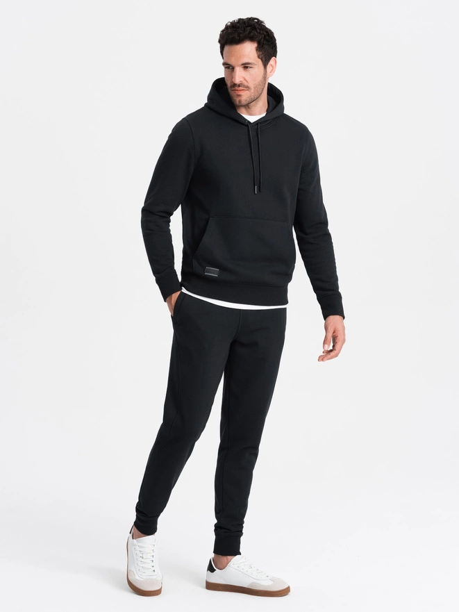 Męski dresowy komplet BASIC bluza kangurka + joggery – czarny V9 Z85