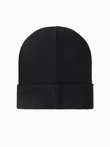 Dzianinowa męska czapka beanie z haftowanym napisem – czarna V1 OM-ACWH-0120