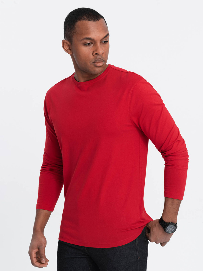 Longsleeve męski BASIC z okrągłym dekoltem - czerwony V5 OM-LSBL-0106