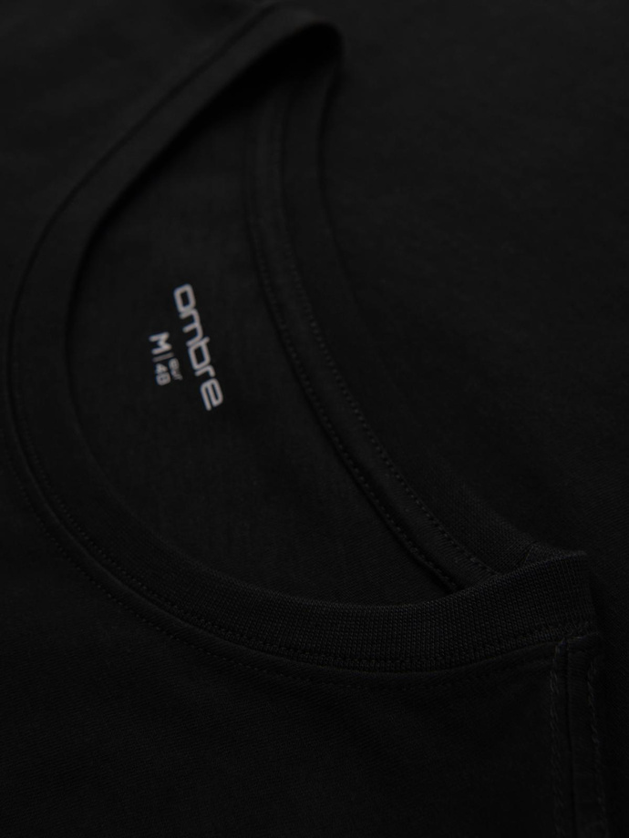 Męski t-shirt bawełniany z graficznym printem  – czarny V2 OM-TSPT-0246