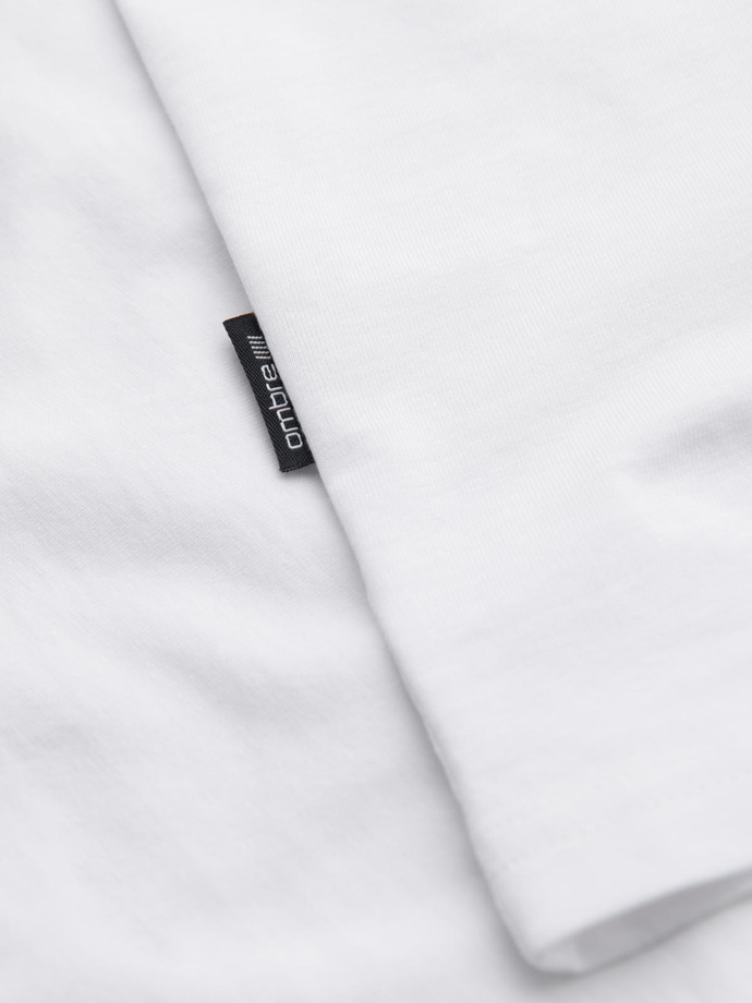 Męski klasyczny bawełniany T-shirt BASIC - biały V4 OM-TSBS-0236