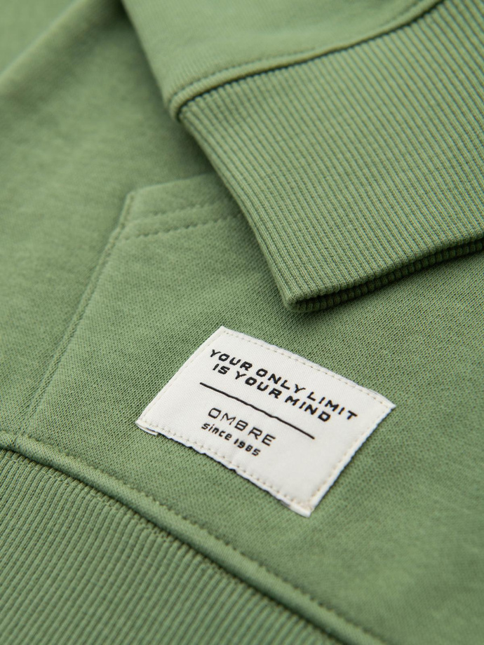 Bluza męska dresowa BASIC kangurka z kapturem - zielona V3 B1674