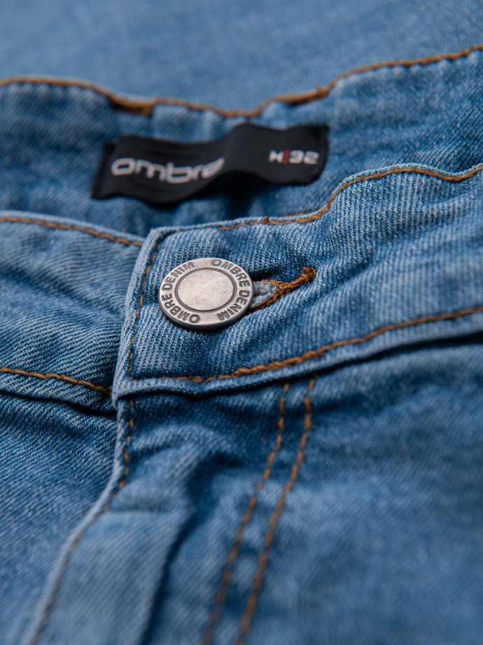 Spodnie męskie jeansowe REGULAR FIT z przetarciami - jasnoniebieskie V1 OM-PADP-0254