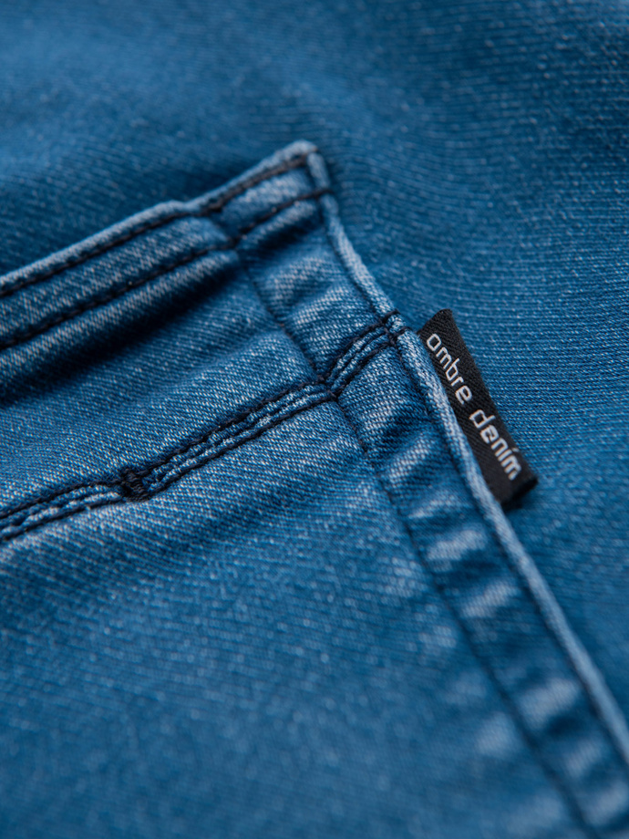 Spodnie męskie jeansowe joggery ze ściagaczem w pasie - niebieskie V1 OM-PADJ-0242