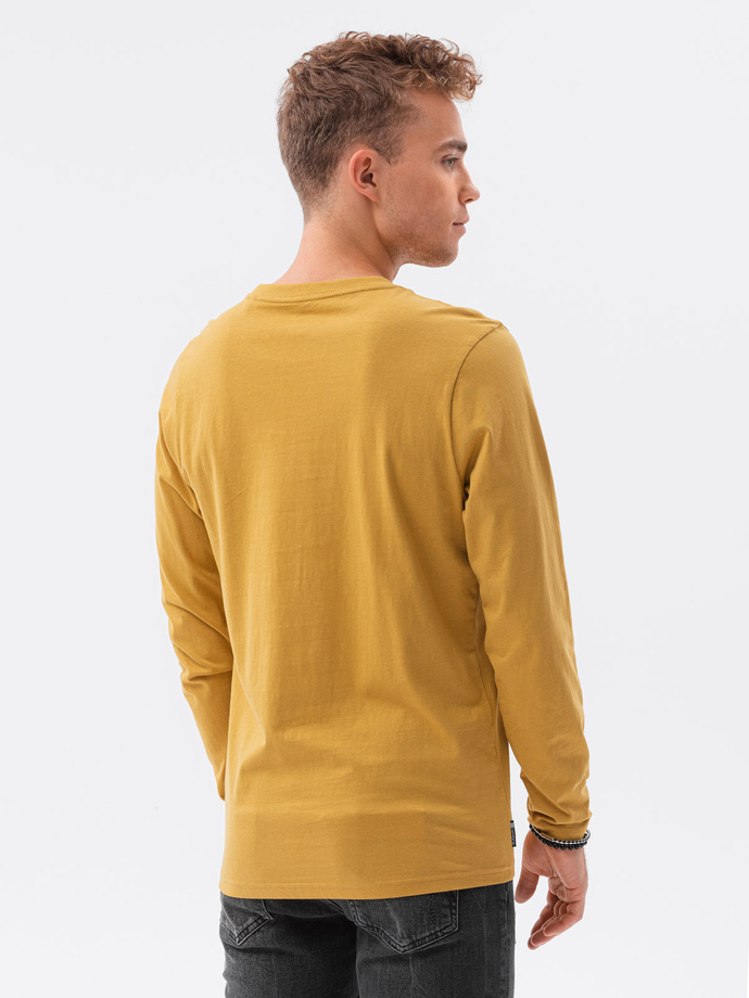 Longsleeve męski bez nadruku - musztardowy V10 L138