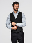 Elegancka męska kamizelka w jodełkę SLIM FIT  - czarna V3 OM-BLZV-0143