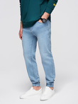 Męskie spodnie jeansowe JOGGERY z klasyczna opaśnicą - jasnoniebieskie V1 OM-PADJ-0265