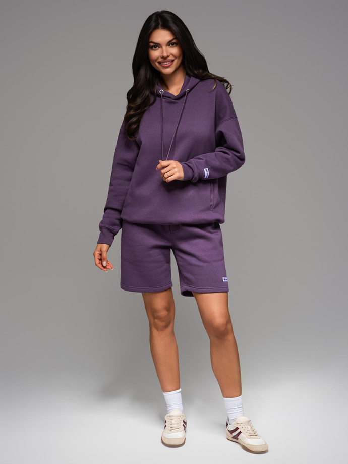 Dresowe szorty unisex ze ściągaczem w pasie – fioletowe V13 OU-SRBC-0101