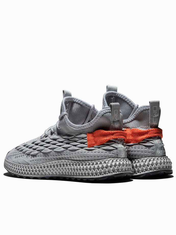 Lekkie buty męskie sneakersy sznurowane - szare V1 OM-FOKS-0141