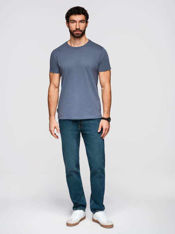 T-shirt męski klasyczny bawełniany BASIC - niebieski denim V7 OM-TSBS-0236
