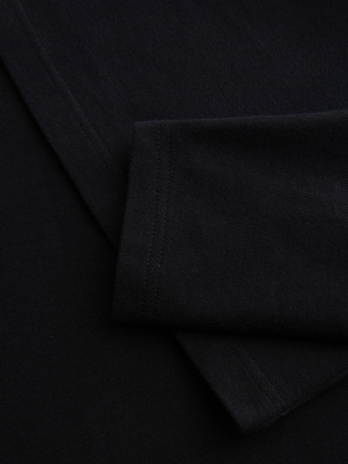 Longsleeve męski z kołnierzykiem polo BASIC – czarny V2 OM-POBL-0162