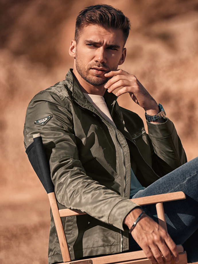 Kurtka męska biker - khaki V1 C605
