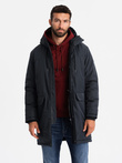 Klasyczna długa męska kurtka typu parka – czarna V6 OM-JALJ-0166