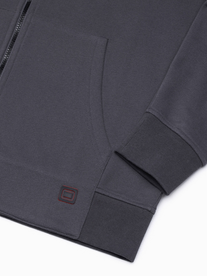 Bluza męska rozpinana hoodie z nadrukami - grafitowa V1 B1423