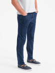 Klasyczne spodnie męskie jeansy SLIM FIT z elastanem – ciemnoniebieskie V3 OM-PADP-0216